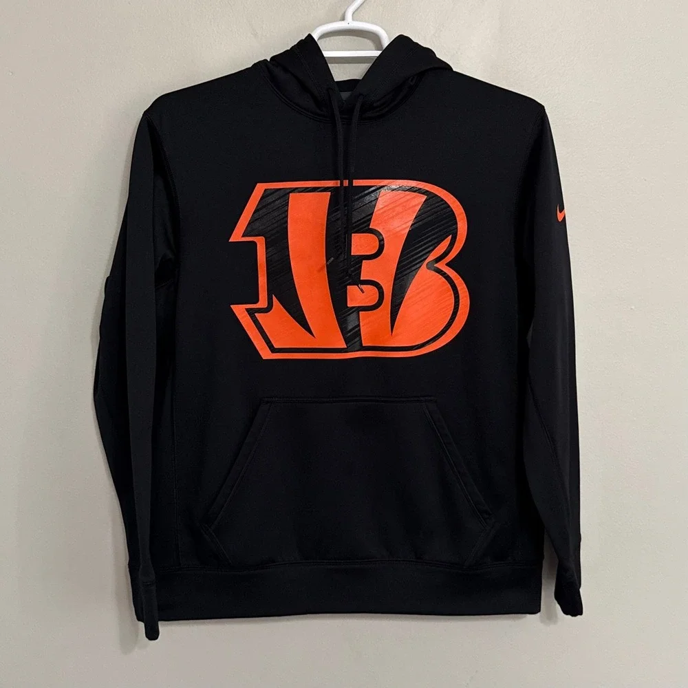 Nike Therma-Fit Men Medium Cincinnati Bengals Black Fleece Pullover Hoodie *Read